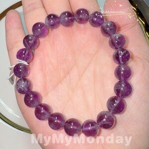 Purple Rabbit Hair Rutilated Quartz Bracelet 9mm